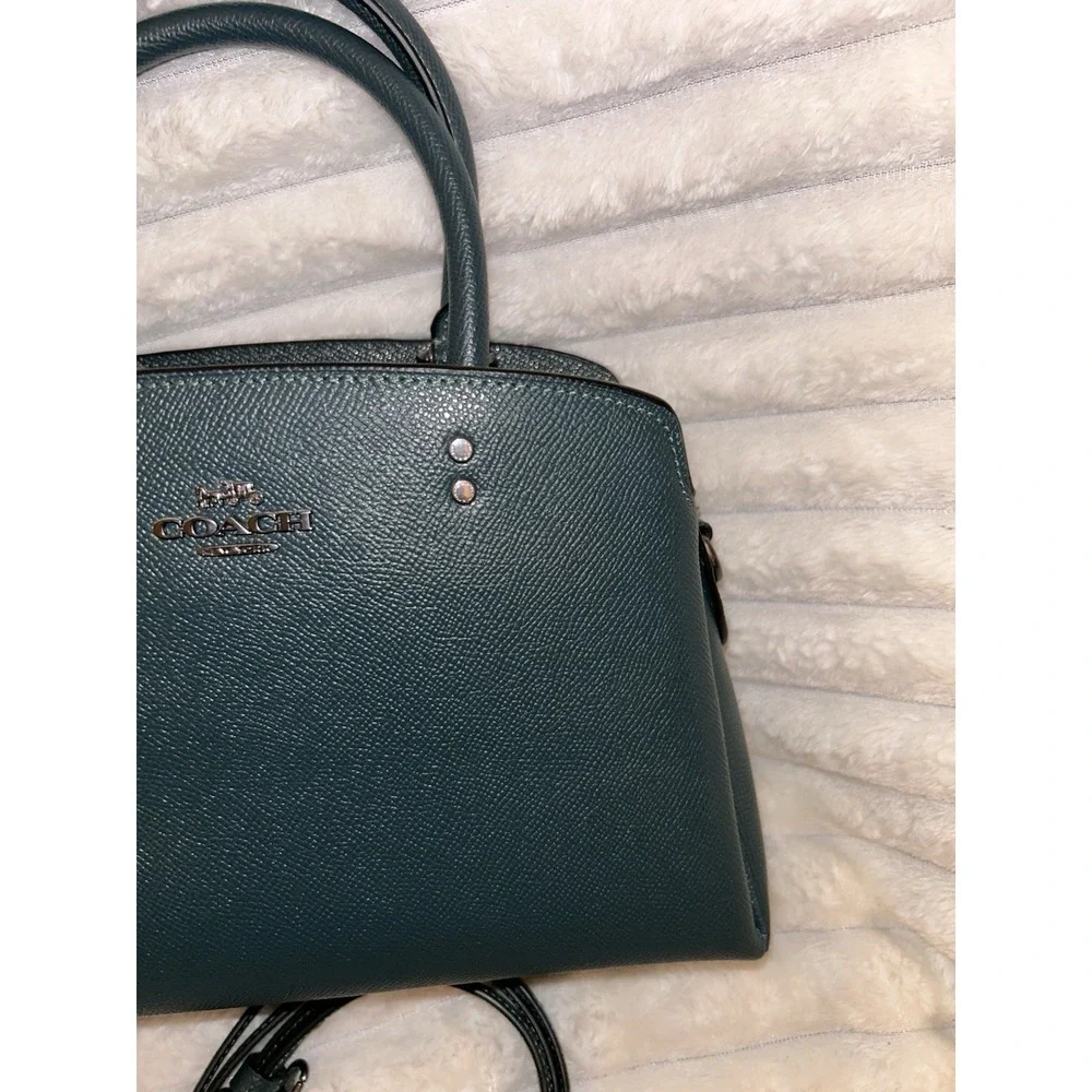 Coach Mini Lillie Carryall Forest Green Crossgrain Leather Satchel Crossbody Bag